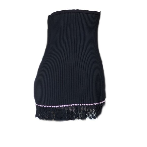 Black and Pink Ribbed Mini Skirt - Picture 3 of 5